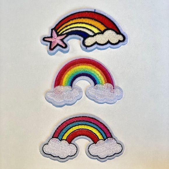 Rainbow Iron on Embroidery Patch Bundle 3 Patches - Picture 1 of 8